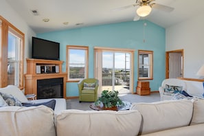TV, DVD player - Life Is Good: Ocean & Sound Views, Private Pool & Hot Tub, Quick Walk to Beach (Nags Head)