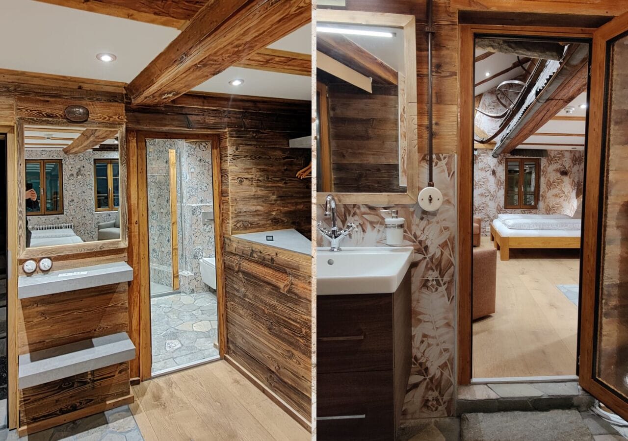 superior double room | bathroom | shower, towels