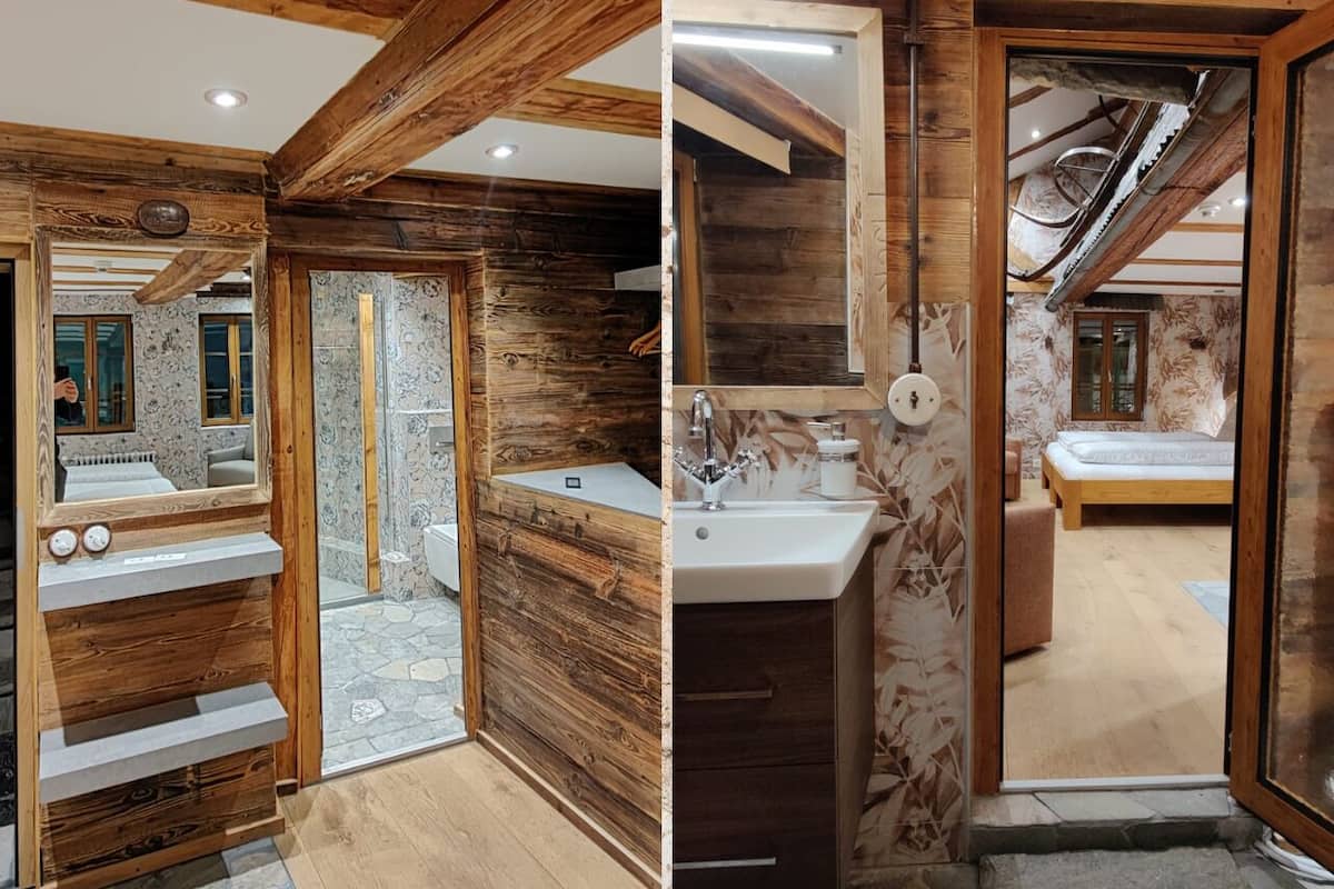 superior double room | bathroom | shower, towels