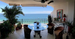 Outdoor dining - Long Time Favorite Oceanfront Condo at La Palapa  (PUERTO VALLARTA,)