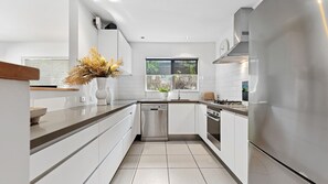 Fridge, microwave, oven, dishwasher