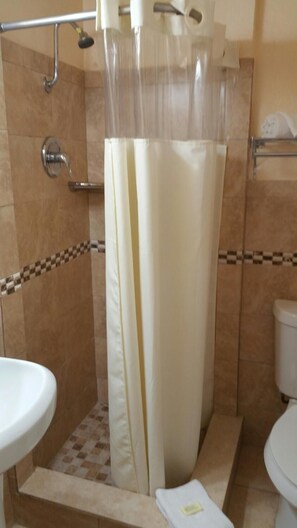 Ensemble douche/baignoire, articles de toilette gratuits, sèche-cheveux