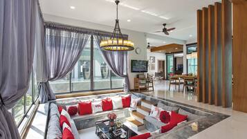 TV, DVD player, stereo