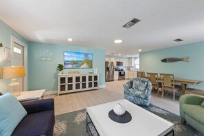 TV, DVD player, books, music library