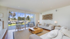 Smart TV, fireplace, DVD player