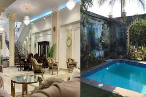 Indoor pool, outdoor pool - 5 bedrooms classic villa with coverable warm private pool sheik zayed compound (zayed city)