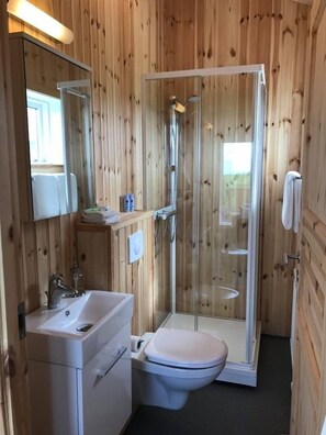 シャワー、タオル、トイレットペーパー