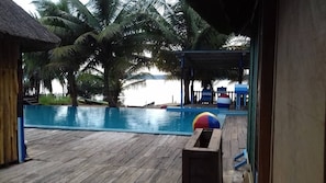 Outdoor pool, pool loungers