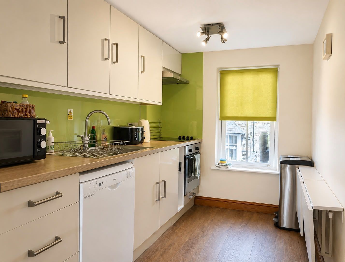 Microwave, oven, dishwasher, high chair