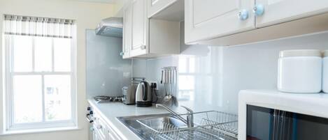 Microwave, oven, dishwasher, high chair
