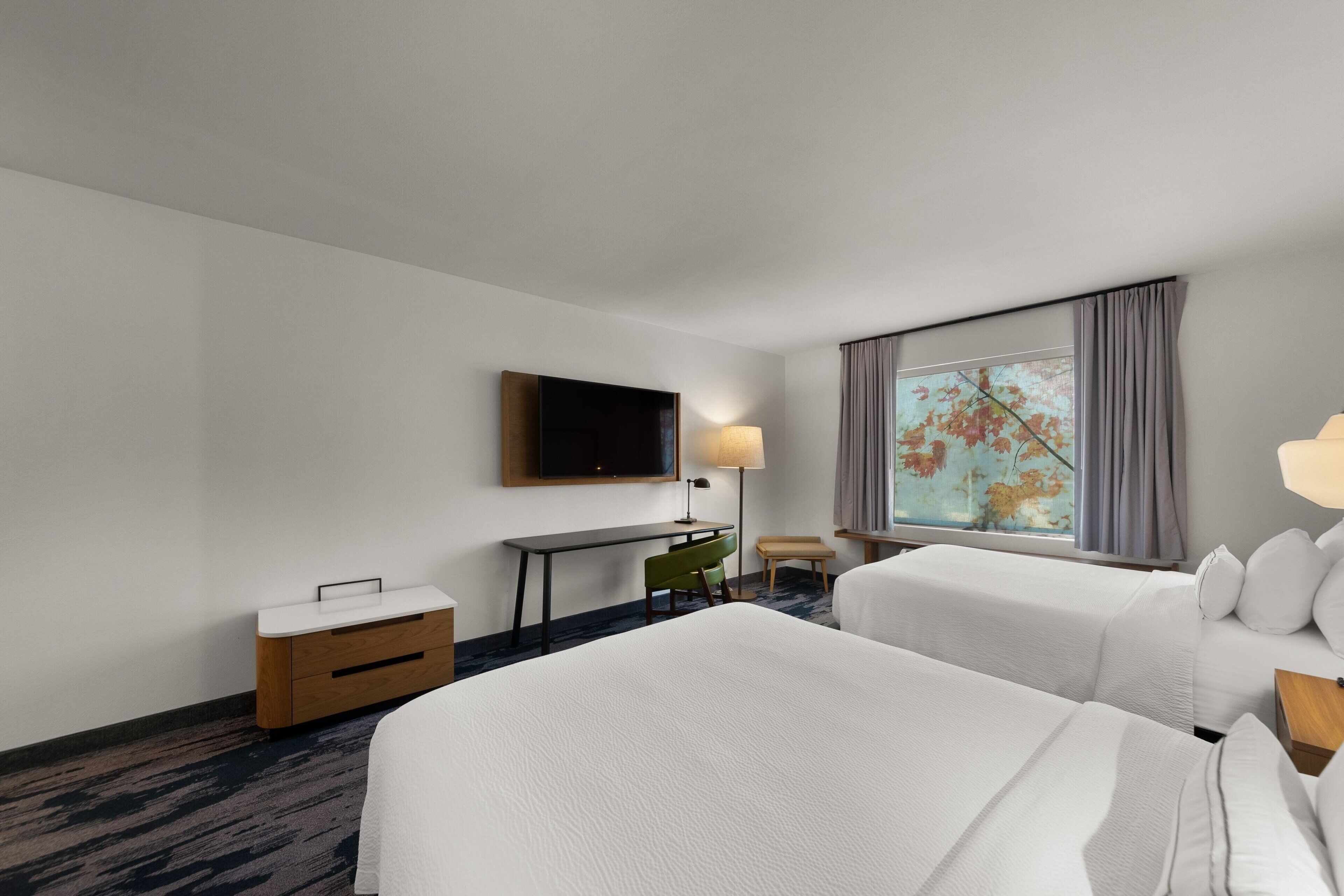 hypo-allergenic bedding, individually furnished, desk, laptop workspace