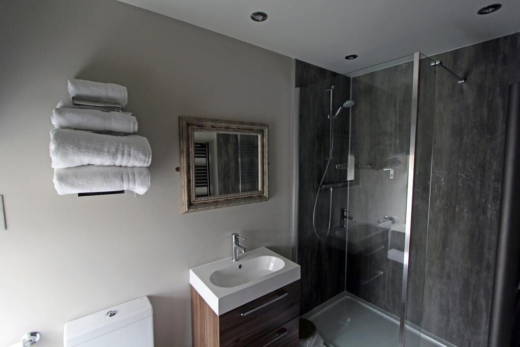Double Room | Bathroom | Shower, free toiletries, towels