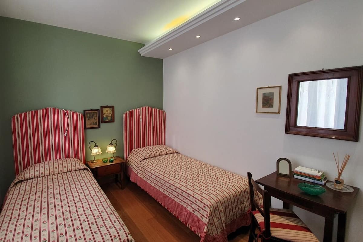 Desk, laptop workspace, free WiFi, bed sheets