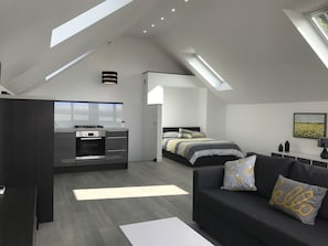 Departamento | 1 habitación, tabla de planchar con plancha, wifi gratis y ropa de cama
