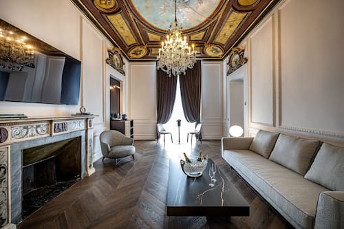 Presidential Suite, River View | Frette Italian sheets, premium bedding, Select Comfort beds, minibar