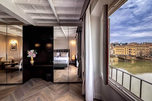Junior Suite, River View | Frette Italian sheets, premium bedding, Select Comfort beds, minibar