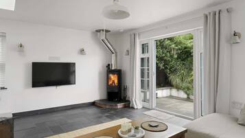 TV, fireplace, offices