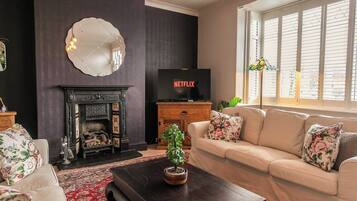 Smart TV, fireplace, computer monitors, printers