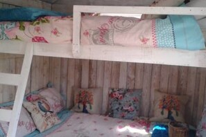 Cabin, 2 Queen Beds | 1 bedroom, bed sheets - Ruby Shepherds hut Sleeps 4 (Rhayader)