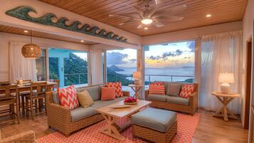 Smart-tv, bøger, stereoanlæg