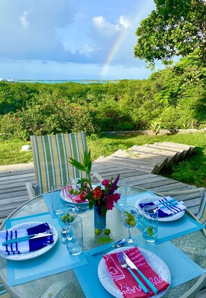 Outdoor dining - Perfect location for exploring The Exumas! Beautiful water views and comfort! (Great Exuma)