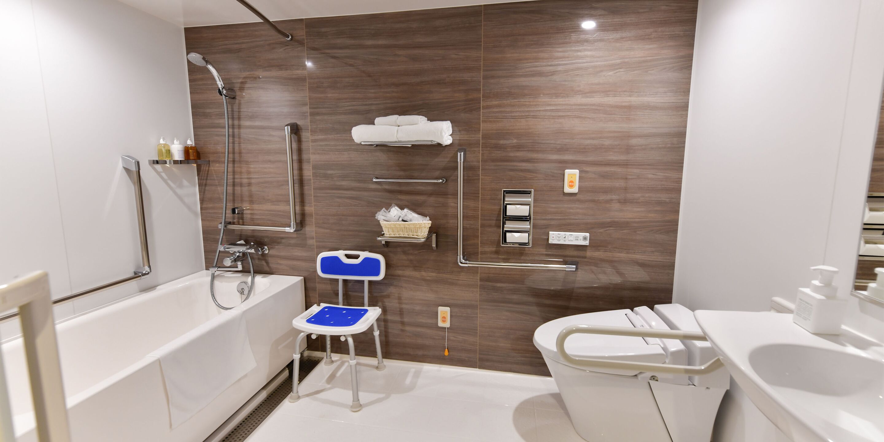 double room barrier free non smoking | bathroom | free toiletries, hair dryer, slippers, bidet