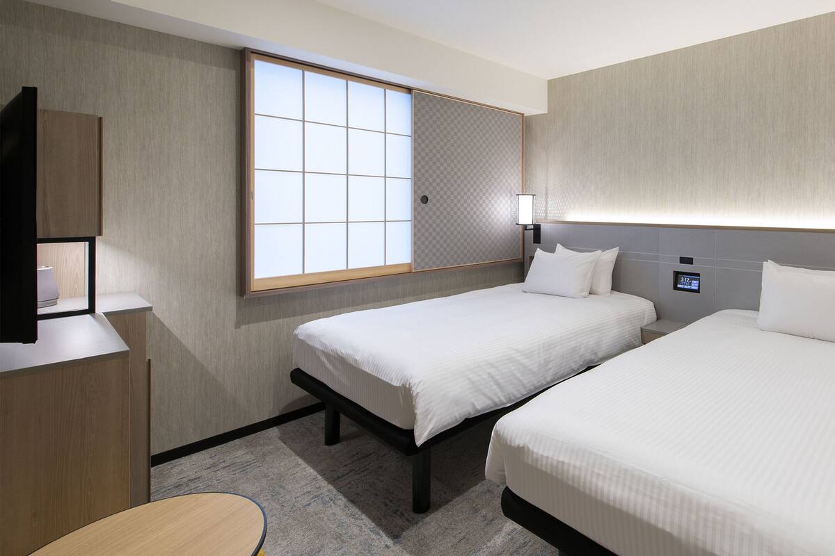 Twin A Room (No view / in front of the elevator) Non smoking | In-room safe, desk, blackout drapes, iron/ironing board (on request)