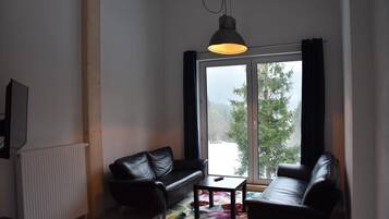 Apartment, Bergblick | Wohnzimmer | Flachbildfernseher