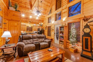 Televisio, takka, DVD-soitin, kirjoja