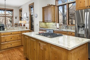 冷蔵庫、電子レンジ、オーブン、コンロ