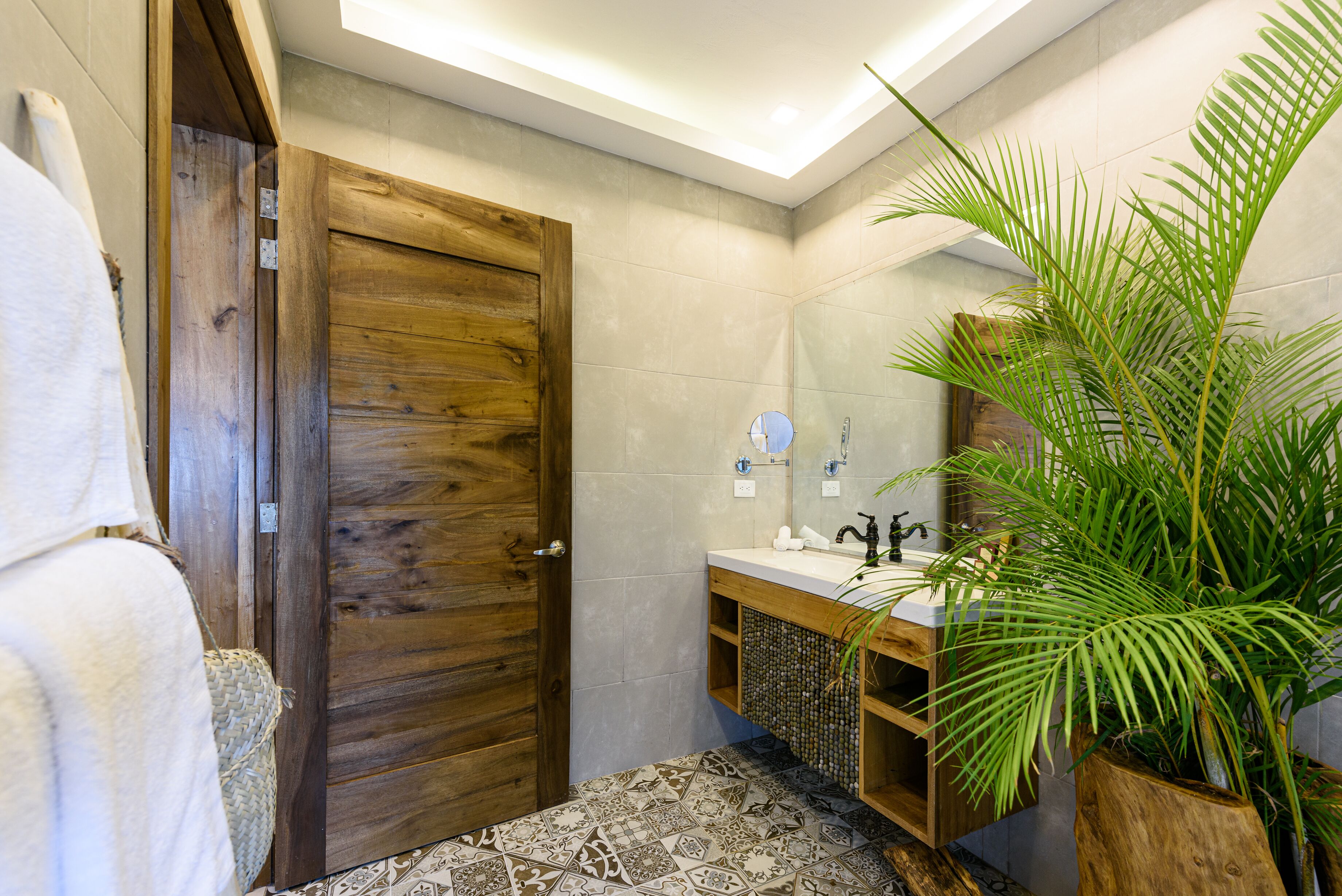 presidential suite | bathroom | shower, rainfall showerhead, hair dryer, dressing gowns