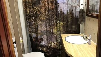 Chuveiro/banheira combinados, secador de cabelo, toalhas de banho