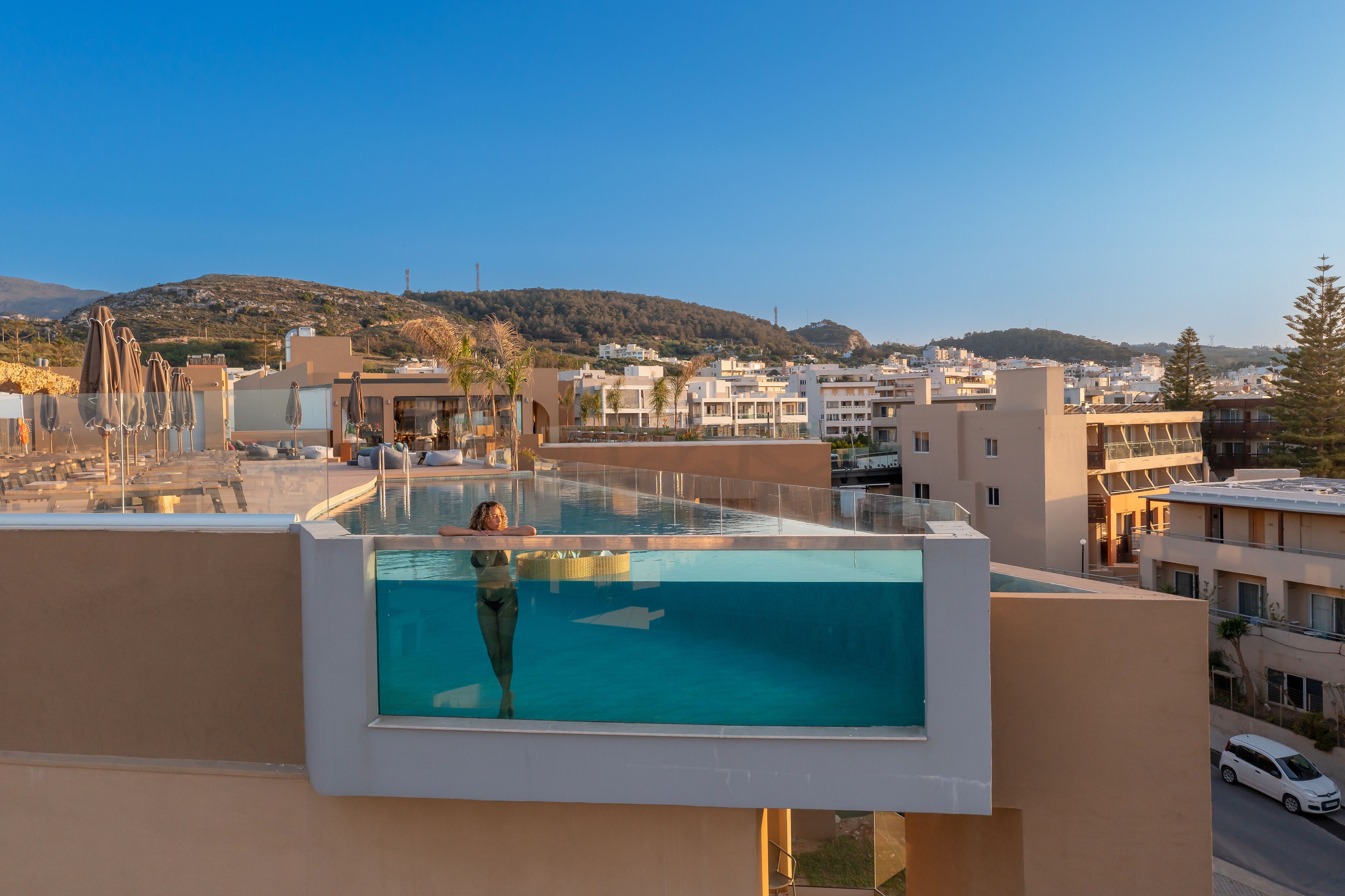Indoor pool, seasonal outdoor pool, pool umbrellas, sun loungers