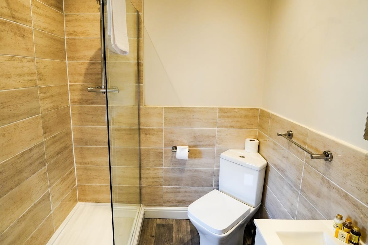 free toiletries, hair dryer, towels, soap