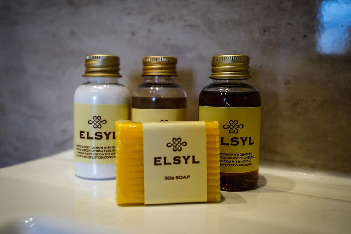 free toiletries, hair dryer, towels, soap