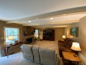 TV, fireplace, video games, DVD player