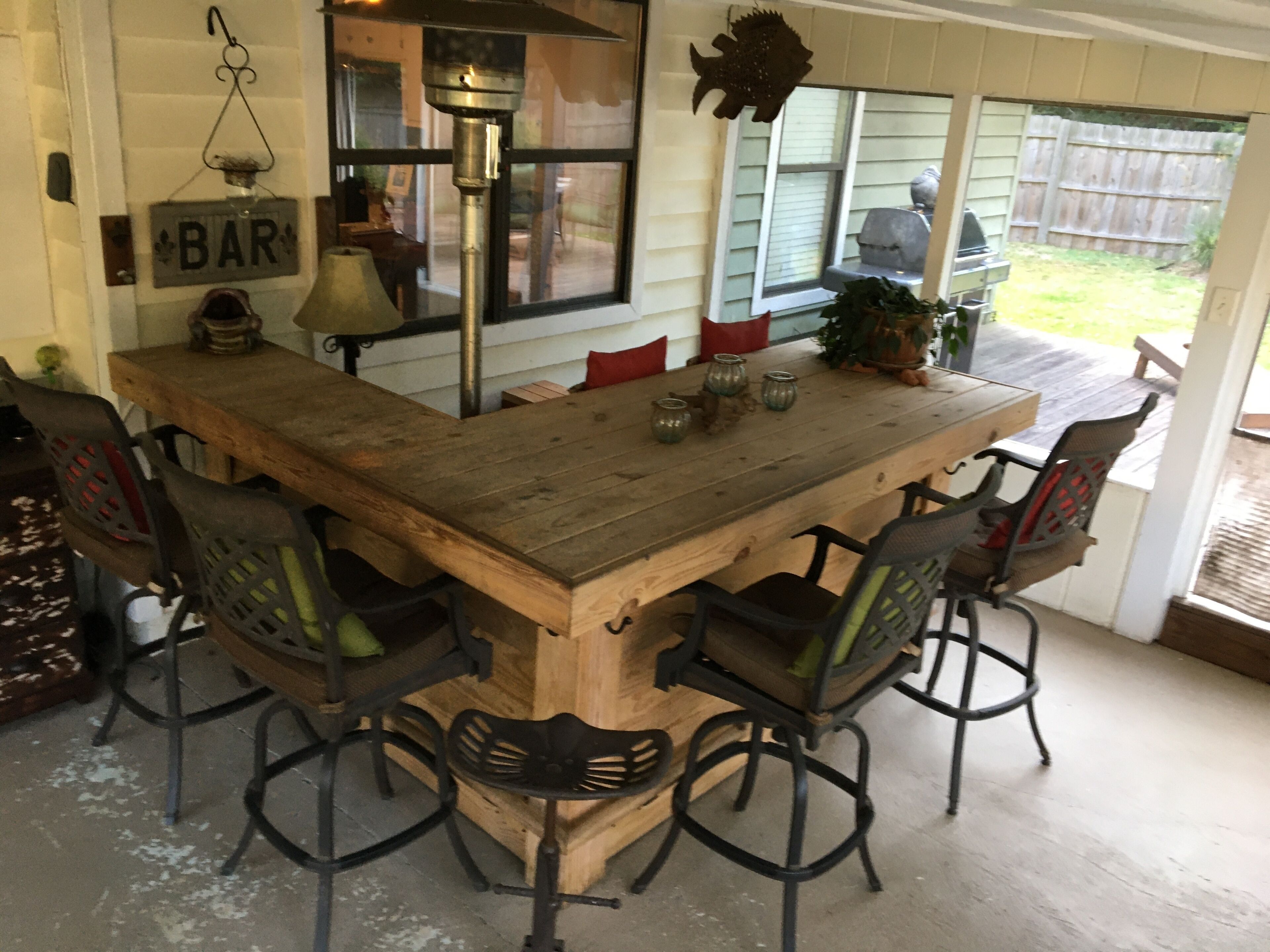 Screen porch bar/dining area!  