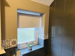 Hair dryer, towels, toilet paper