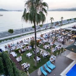 Breakfast, lunch served; local and international cuisine, beach views
