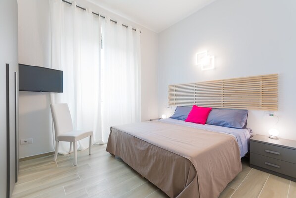 Apartment, 1 Schlafzimmer | 1 Schlafzimmer, laptopgeeigneter Arbeitsplatz, Verdunkelungsvorhänge