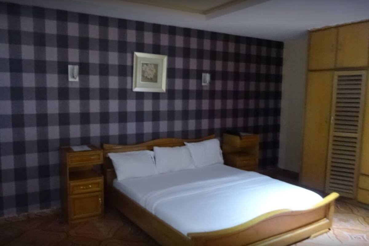 Minibar, desk, laptop workspace, blackout curtains