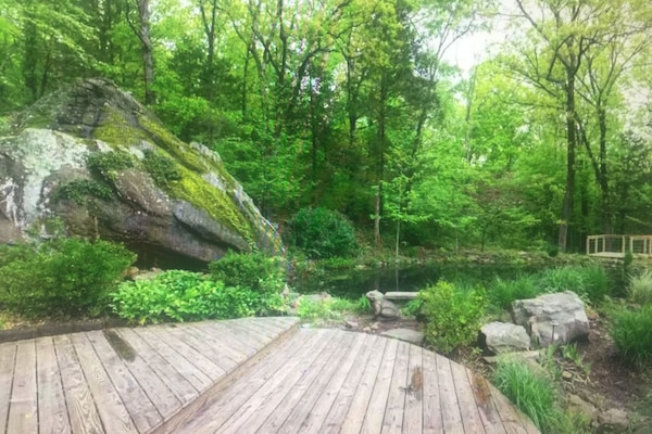 Pond with Waterfall Boulder.