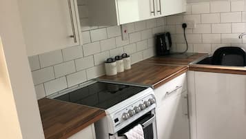 Fridge, microwave, oven, electric kettle