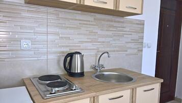 Deluxe Apartment, 1 Bedroom | Private kitchenette | Fridge, stovetop, electric kettle, cookware/dishes/utensils