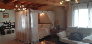 Télévision, cheminée, lecteur de DVD