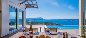 A breathtaking view of Souda-Chania bay and the White Mountains