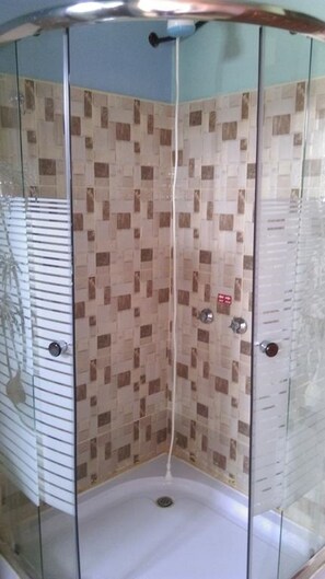 더블룸 | 욕실 | 샤워 시설, 타월, 비누, 화장지