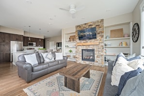 Smart TV, fireplace, video games, Hulu