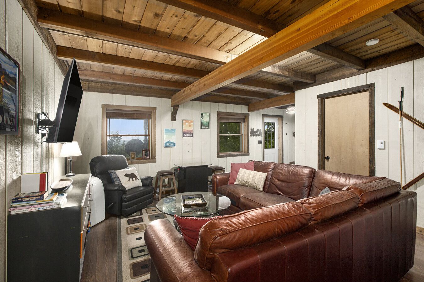 Smart TV, fireplace, video games, books