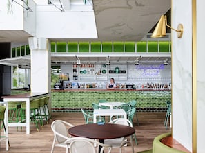 Breakfast, lunch, dinner served; sea views